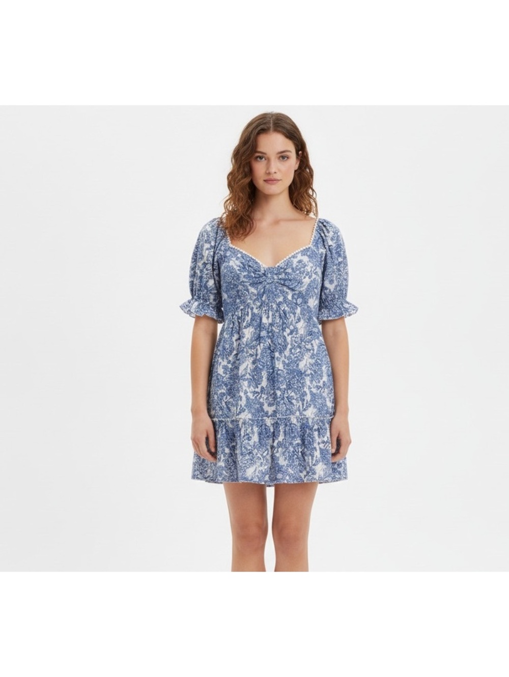 Coastal Granddaughter Coquette Blue and White Floral Mini Dress NWT